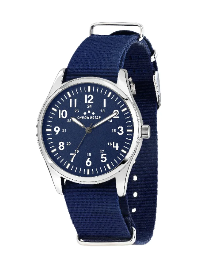 Chronostar Men's Analog Quartz Watch with Durable Nylon Strap (Blue, 39mm) ejpoh