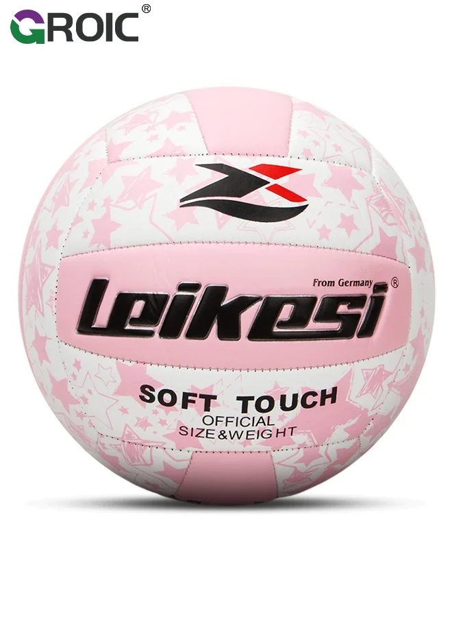 GROIC Official Size 5 Volleyball Premium PU Leather Waterproof Training Ball for Indoor and Outdoor Recreational Play qaft6