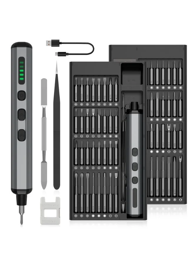 Besswin Mini Electric Screwdriver Set (68-in-1 Precision Cordless Tool Kit with 64 Magnetic Bits and 4 Disassembly Accessories for Electronics Repair) l2s8s
