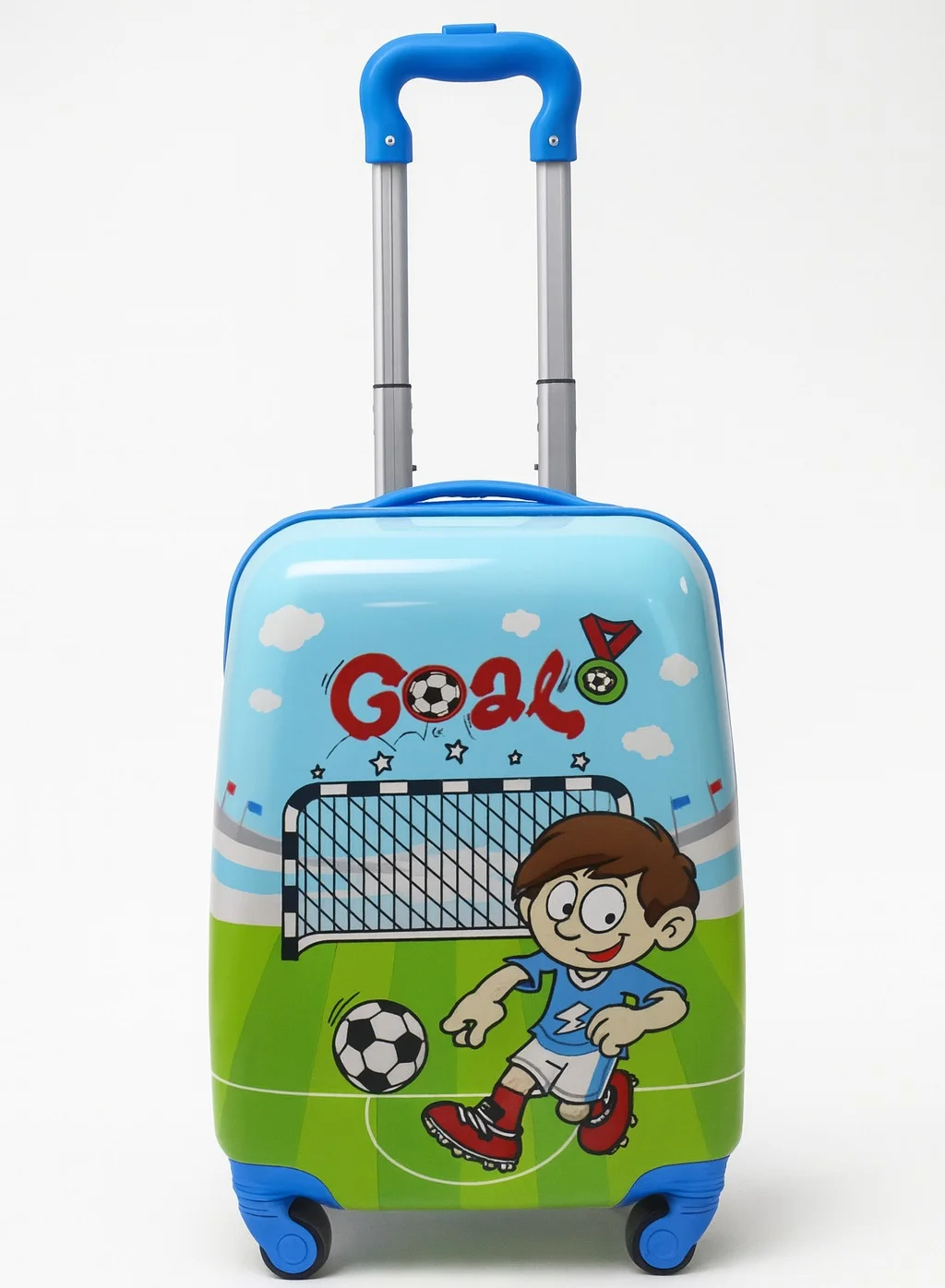 MNUK Kids Trolley Luggage Hard-Sided Polycarbonate Travel Suitcase (Football Pattern, 16 Inches) sudie