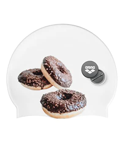 Premium Elastic Silicone Swim Cap for Adults Chlorine Resistant Training Gear (Donuts, One Size) nymlp