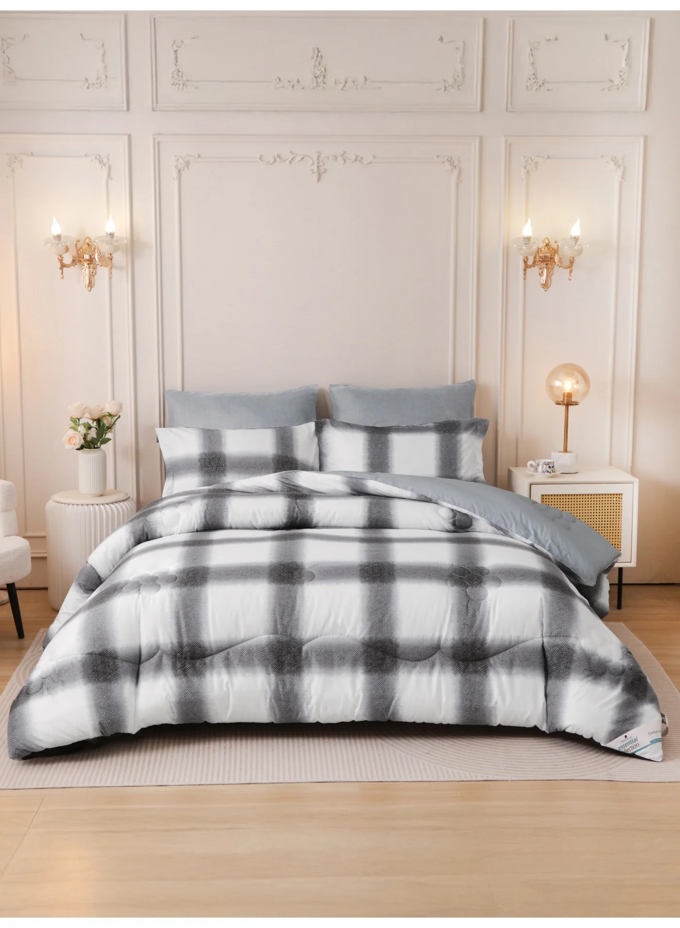 Donetella 6-Piece Printed King Comforter Set (Reversible, 200x200 cm, 350 GSM Microfiber) 8s9qv