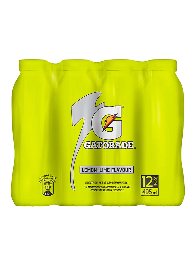 Premium Electrolyte Sports Drink Lemon-Lime Flavor (Pack of 12, 495 mL) hlh9n
