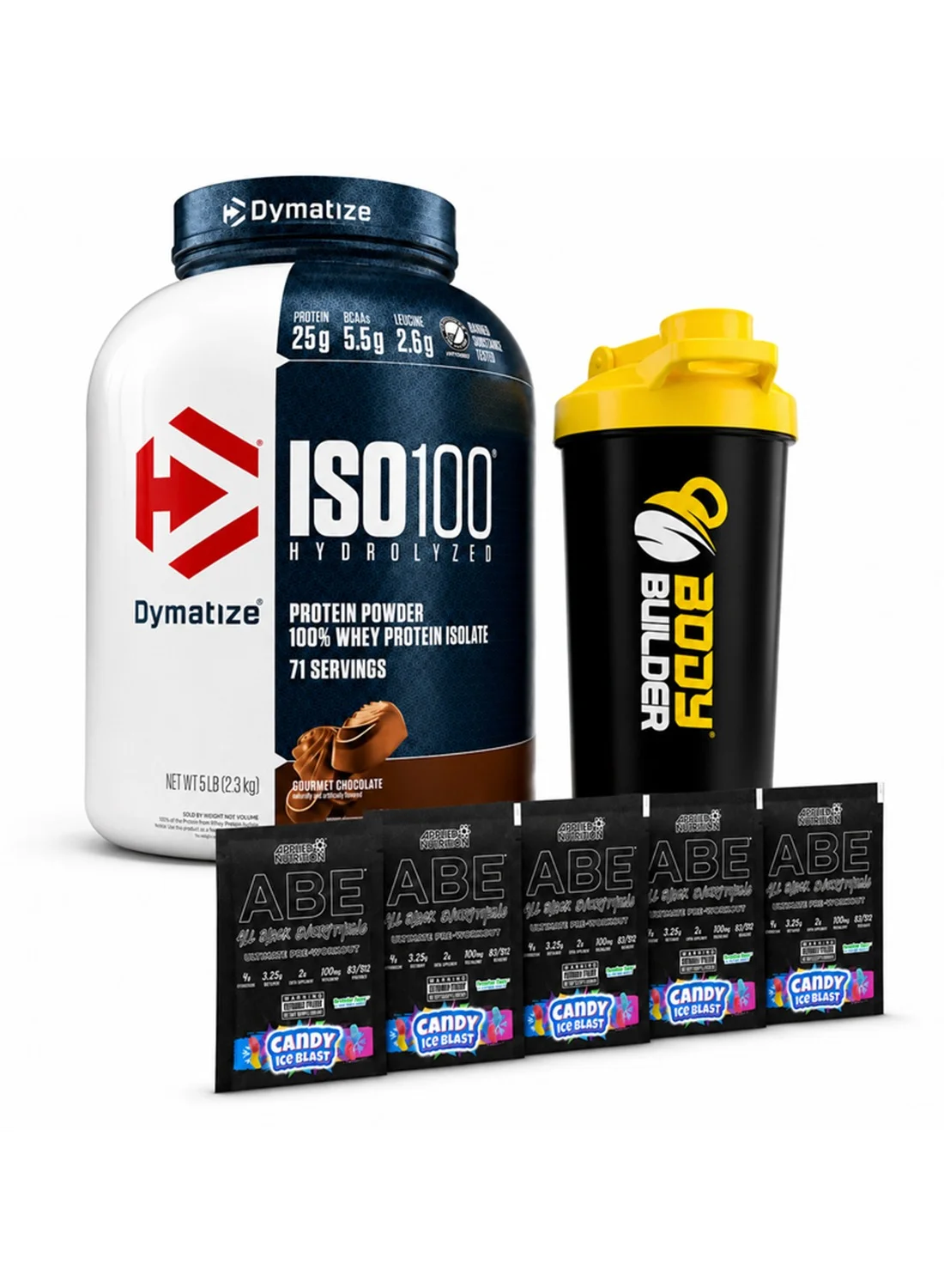 Premium Whey Protein Isolate Bundle with Pre-workout and Shaker (Chocolate, 2.27 kg) hzzj2