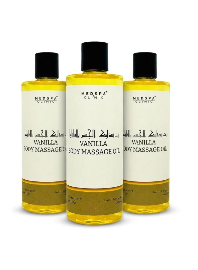 MEDSPACLINIC Vanilla Body Massage Oil Premium Aromatherapy Moisturizing Blend (3 x 500 mL) wslfg