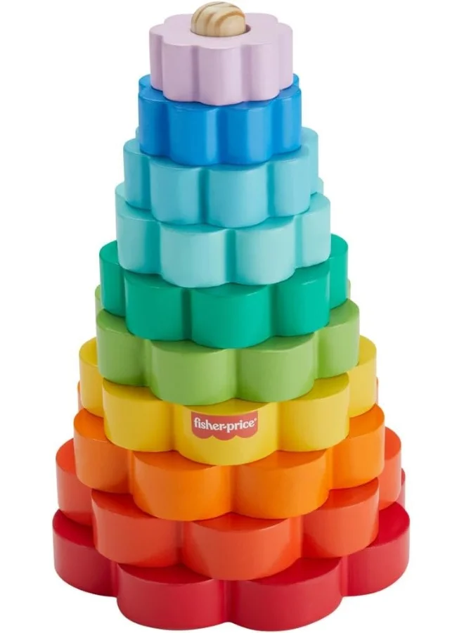 Premium Wooden Ring Stacker Educational Toy for Toddlers (10 Pieces, Natural Wood) 37e8j