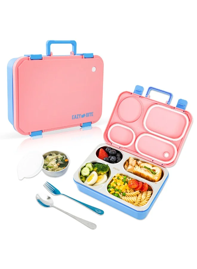 Eazy Kids Stainless Steel Lunch Box Set with Food Jar (Pink, 950mL Total Capacity) pp6rn