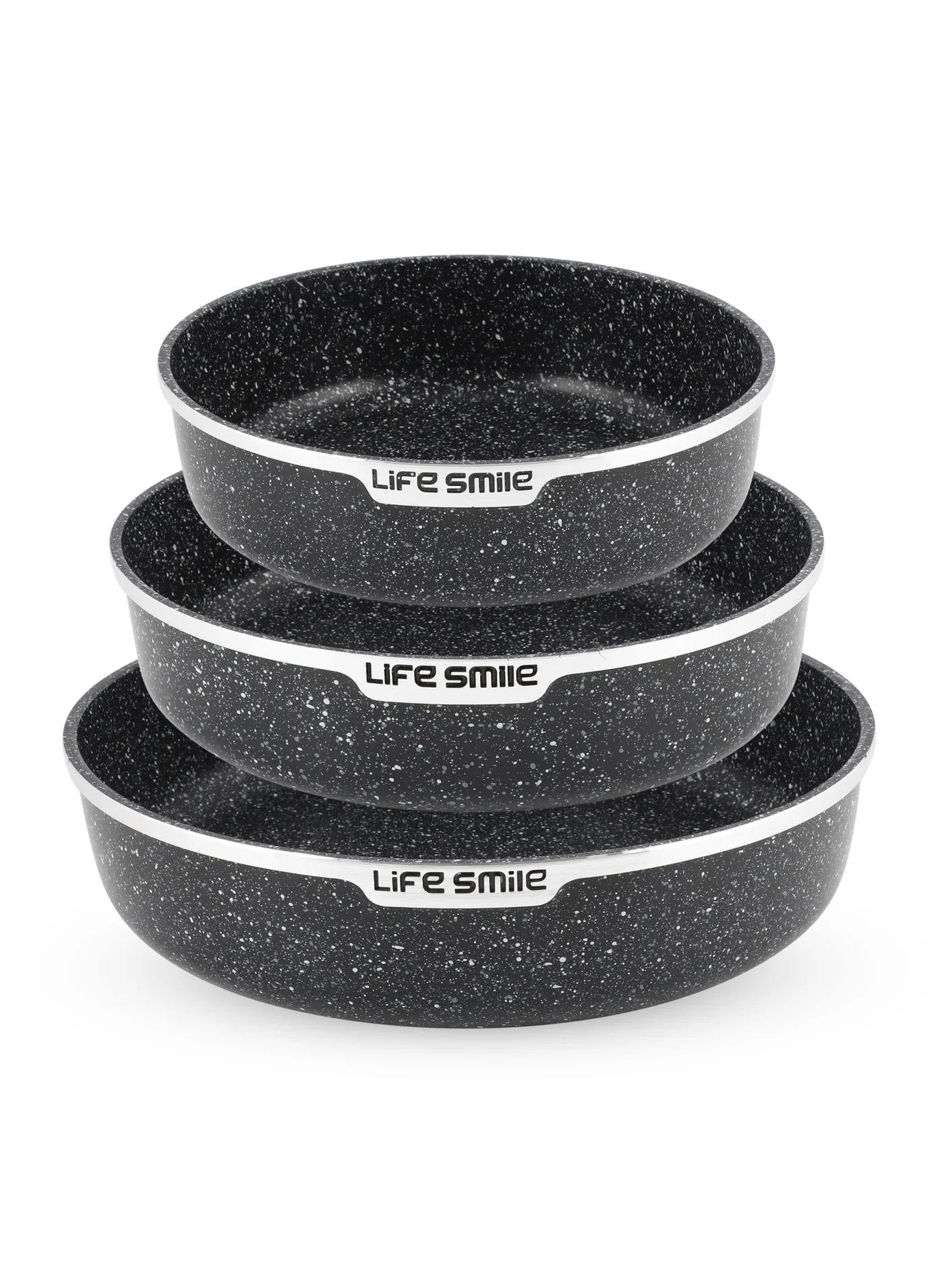 Life Smile Non-Stick Granite Oven Pan Set (Die-Cast Aluminum, Multi-Layer Coating, 3-Piece Set) v06wv