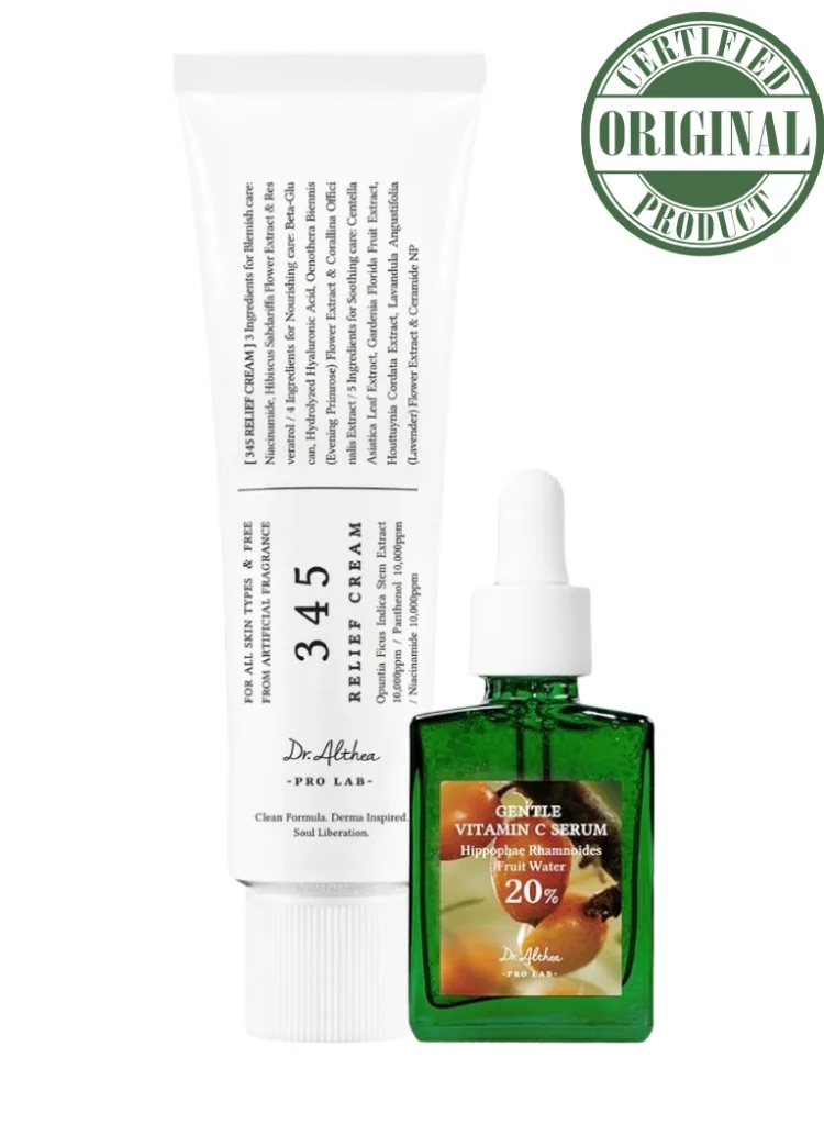 Dr.Althea Calming & Brightening Skincare Duo Set (50 mL Relief Cream, 30 mL Vitamin C Serum) 0q34w