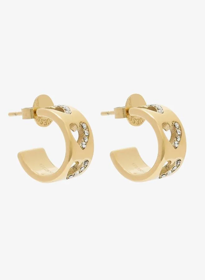 Premium Heart Hoop Earrings Elegant Gold-Tone Jewelry for Women (One Size) llq1z