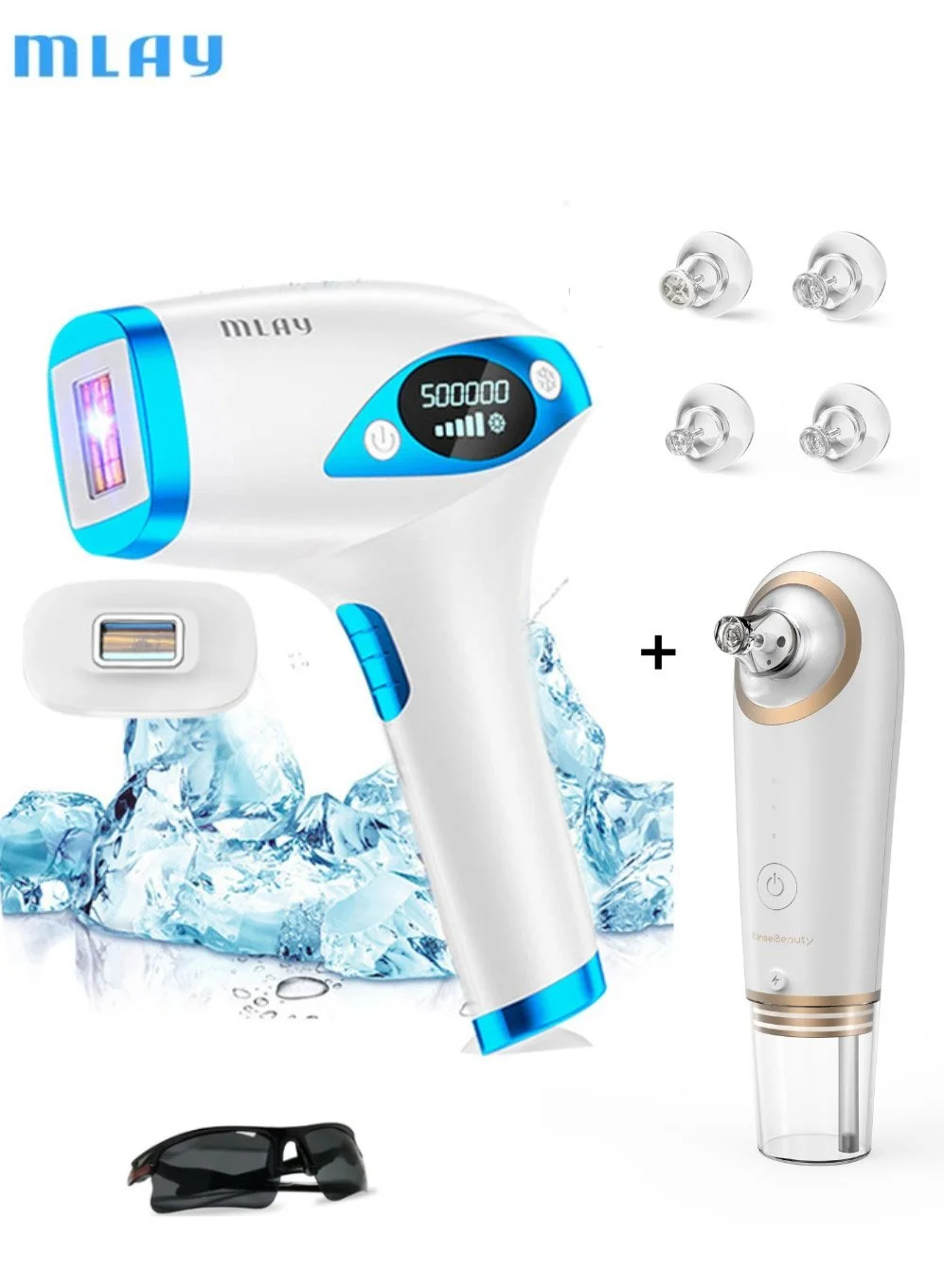 MLAY T4 IPL Hair Removal Device with Cooling System, Professional Home Use Hair Removal for Women and Men (500,000 Flashes) f6sg5