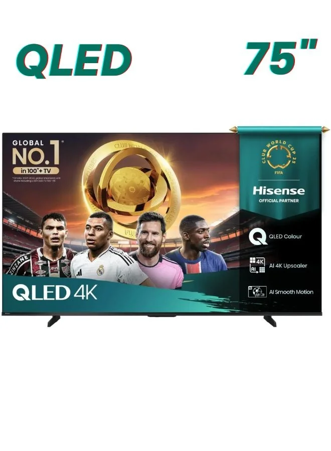 Premium 75-Inch QLED 4K Smart TV Ultra HD Cinematic Display with Quantum Dot Color and HDR10+ (Black, 190 cm) pq0vf