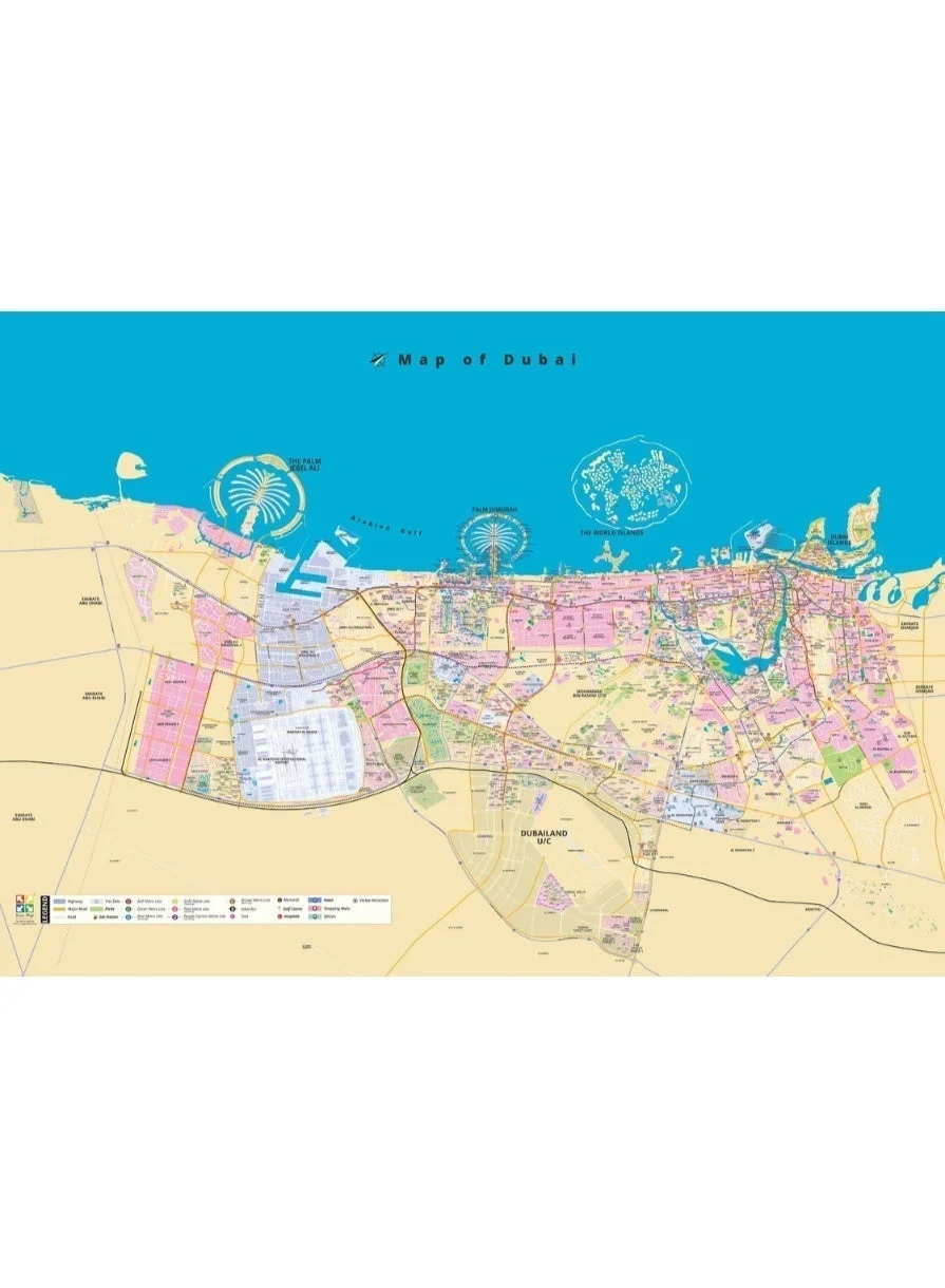 Easy Map Advertising Dubai City Map Wall Art Premium Vinyl Poster (60 cm x 90 cm) fl744