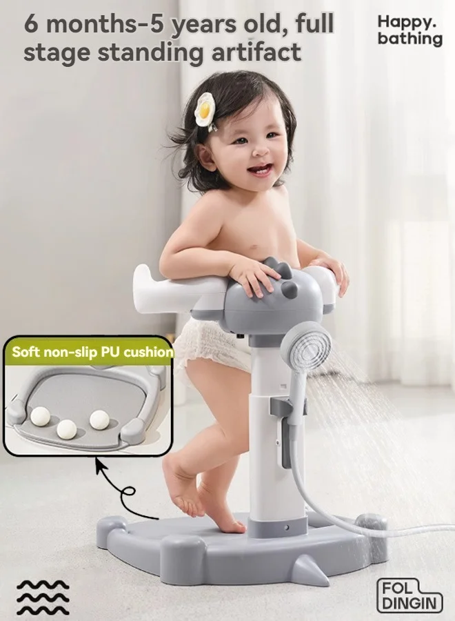 XiuWoo Adjustable Baby Bath Stand with Anti-Slip Base and Soft Cushion (Portable, 80cm Height) 6m3rw