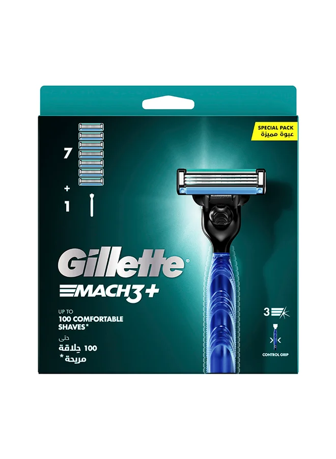 Premium Manual Shaving Razor Handle with 7 Precision Blades (For Men, 66.68g) k63zo