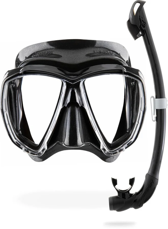 Premium Diving Mask and Dry Snorkel Combo Set for Adults (Clear/Azure, One Size) foai1