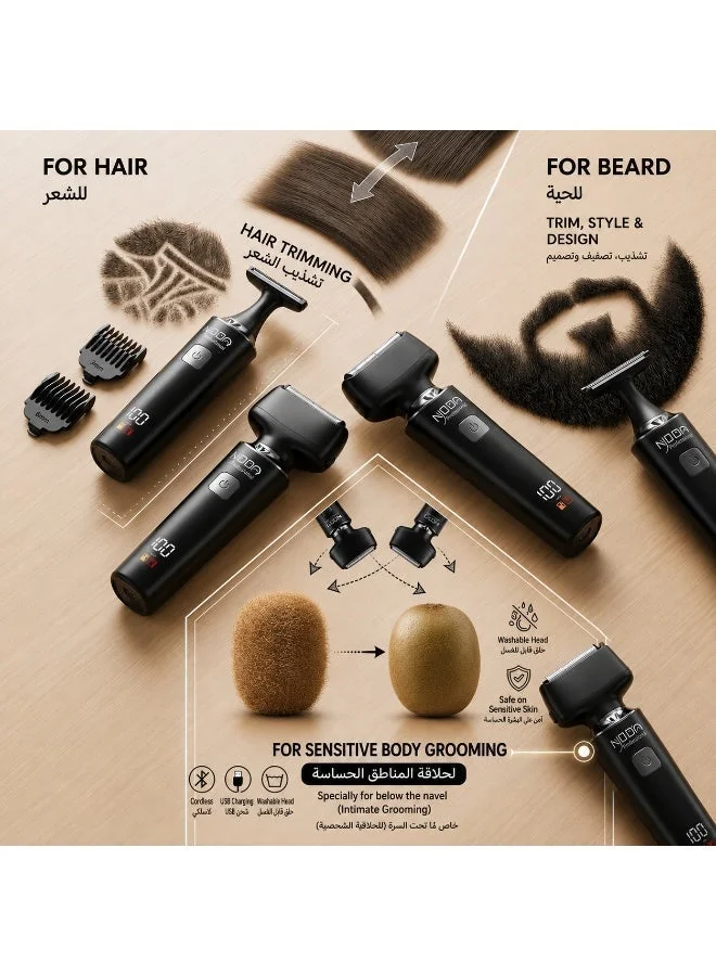 Noor e Jannat All-in-One Body Grooming System with T-Blade Trimmer and Precision Clipper (Waterproof, Type-C Rechargeable, 1 Set) 01qcv
