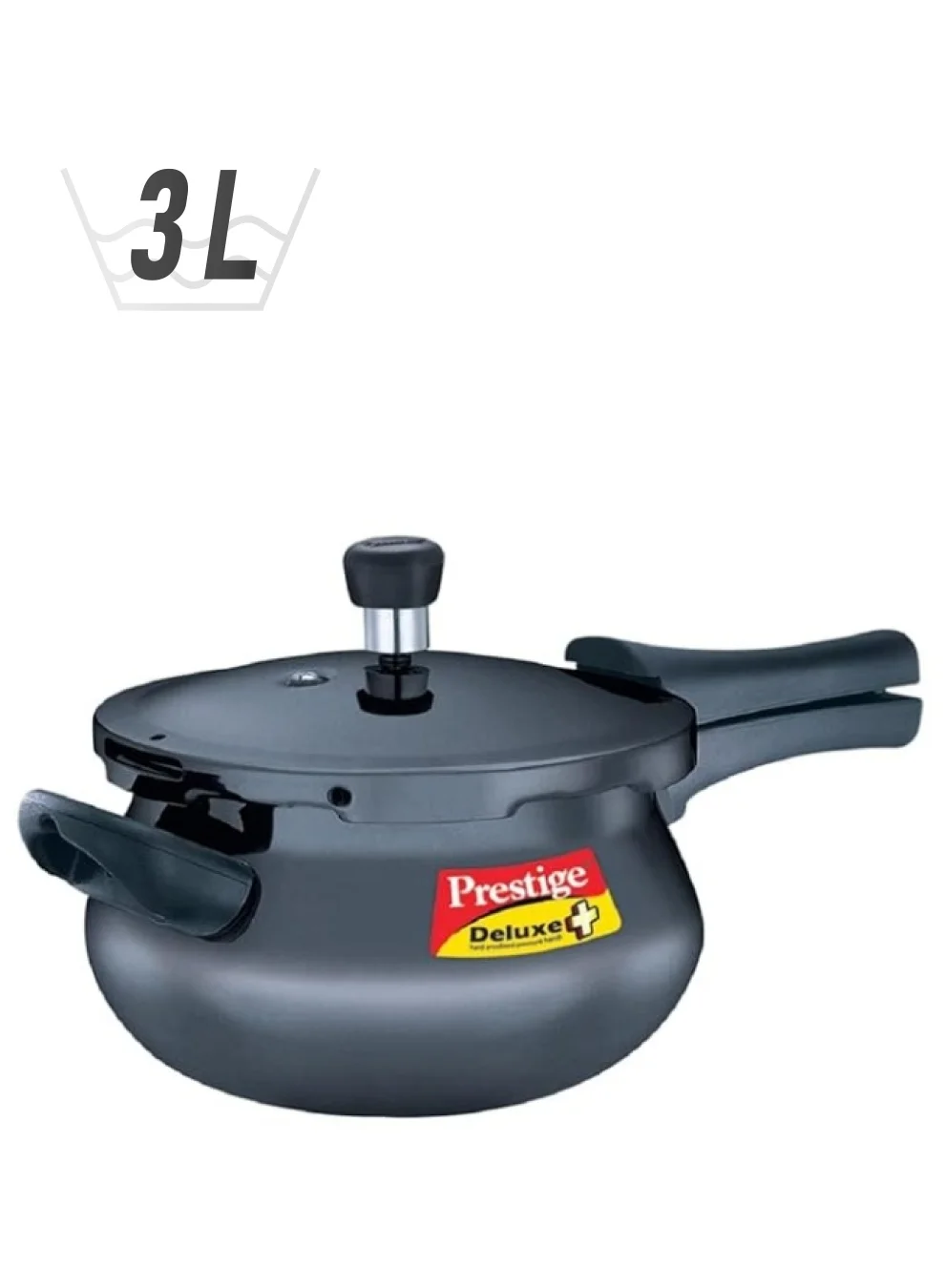 Premium Hard Anodised Pressure Cooker Handi Induction Compatible (Black, 3L) 4ko4f