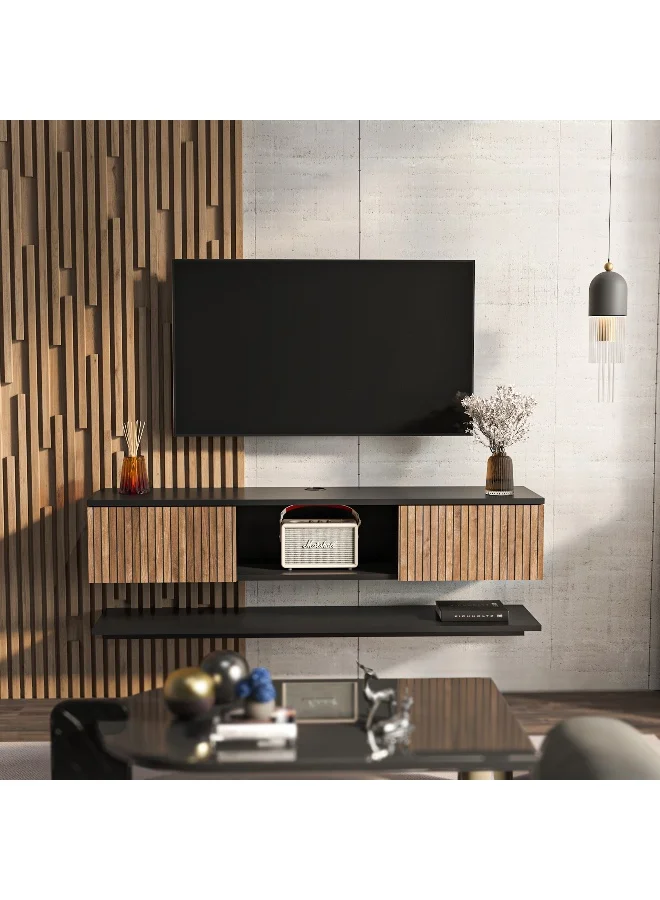 Home Box Faddy TV Unit with Wall Mount Shelf Premium Modern Entertainment Center for Living Room ze3yr