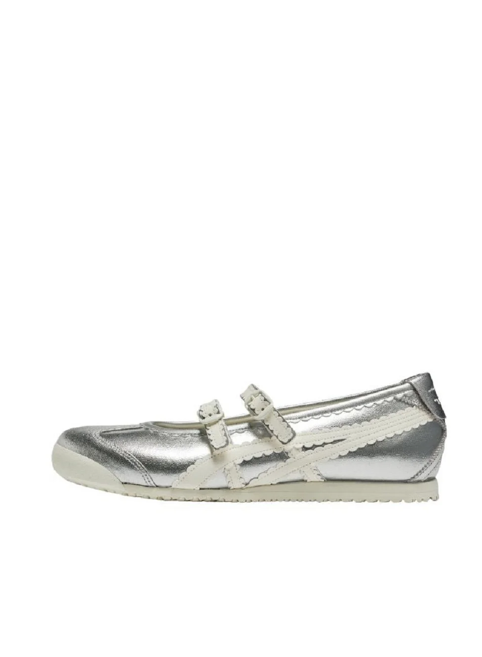 Premium Metallic Ballet Flats for Women Casual Mary Jane Shoes (Silver, 38 EU) aezy1