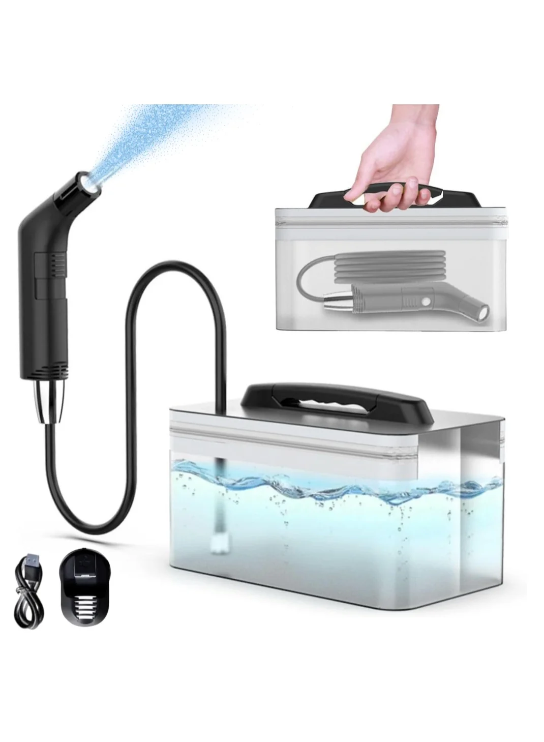 Aarzou Portable Bidet Sprayer Kit with Rechargeable Electric Pump and 2.3L Water Tank (White, 2.3L) dfucb