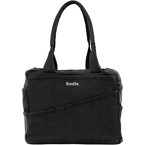Soolla Studio Pottery Tool Bag Craft Organizer Tote (30 Pockets, Blackout Canvas) 8k6uu