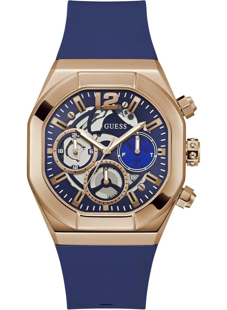 Premium Analog Quartz Men's Watch with Blue Dial and Rose Gold-Tone Case (42mm) 3308i