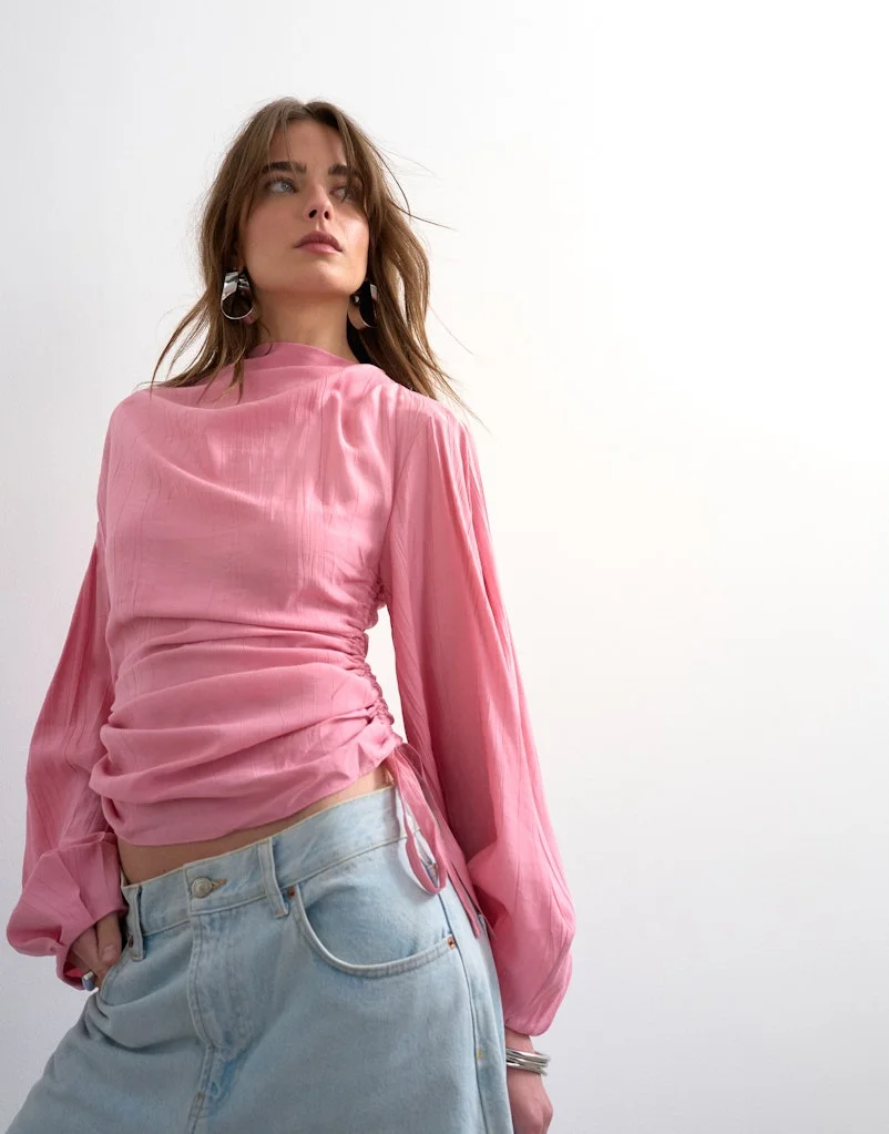 Premium Casual Long Sleeve Tie Woven Top for Women (Elegant Versatile Blouse) rpy83
