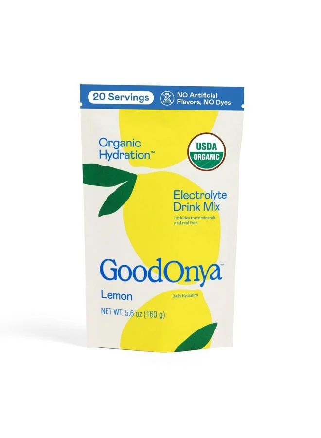 GoodOnYa Organic Electrolyte Hydration Powder, Lemonade Flavor, Low Sugar Drink Mix (20 Servings) ct1fw