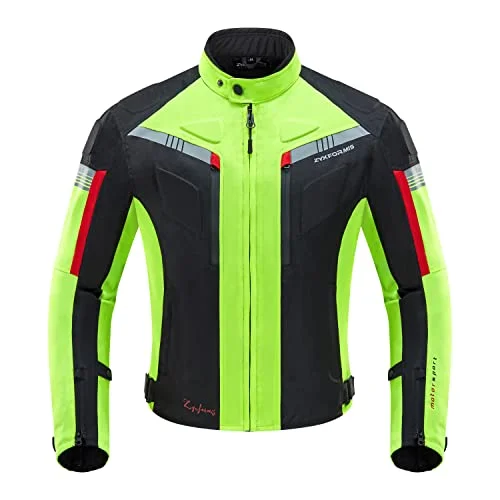 Zyxformis Motorcycle Jacket Protective Biker Gear Waterproof Windproof Armoured (Black, Large) For Men b6fct