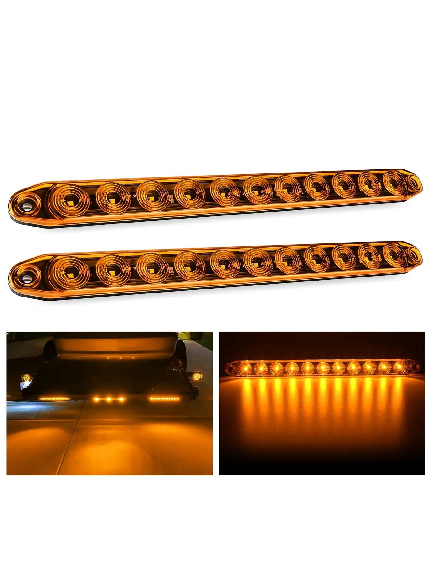 SYOSI 16-Inch LED Trailer ID Bar Light Kit (Amber, 2 Pack) Waterproof 12V Brake Turn Signal Marker for Truck Camper mv1tb