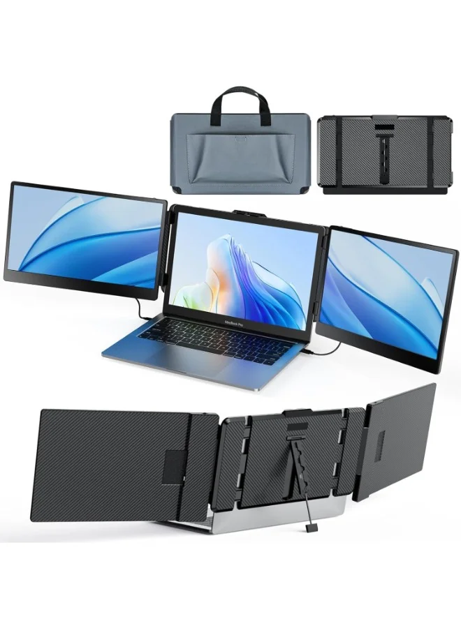 V2COM Triple Laptop Screen Extender 14.1-inch FHD IPS Portable Monitor with Adjustable Stand for 13-17.3 inch Laptops j66d6