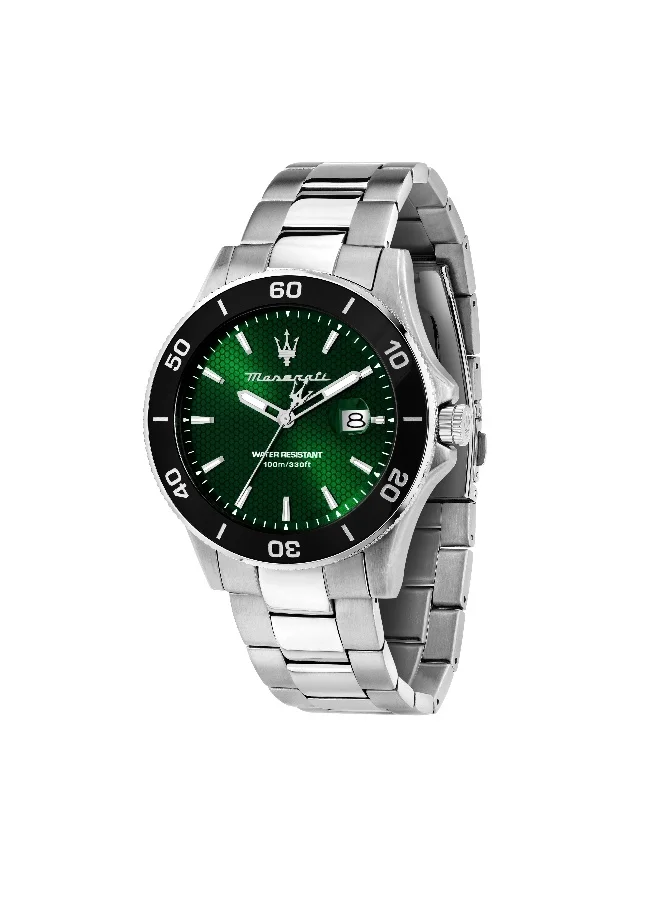 Premium Analog Quartz Men's Wristwatch Stainless Steel Band (Silver, 43mm) ehfn9