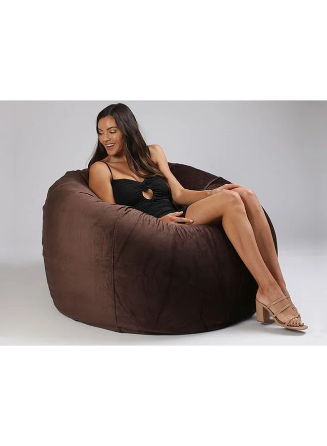 Comfy Suede Bean Bag Chair Premium Velvet Fabric (Brown, 80x80x50cm) for Living Room dp5wf