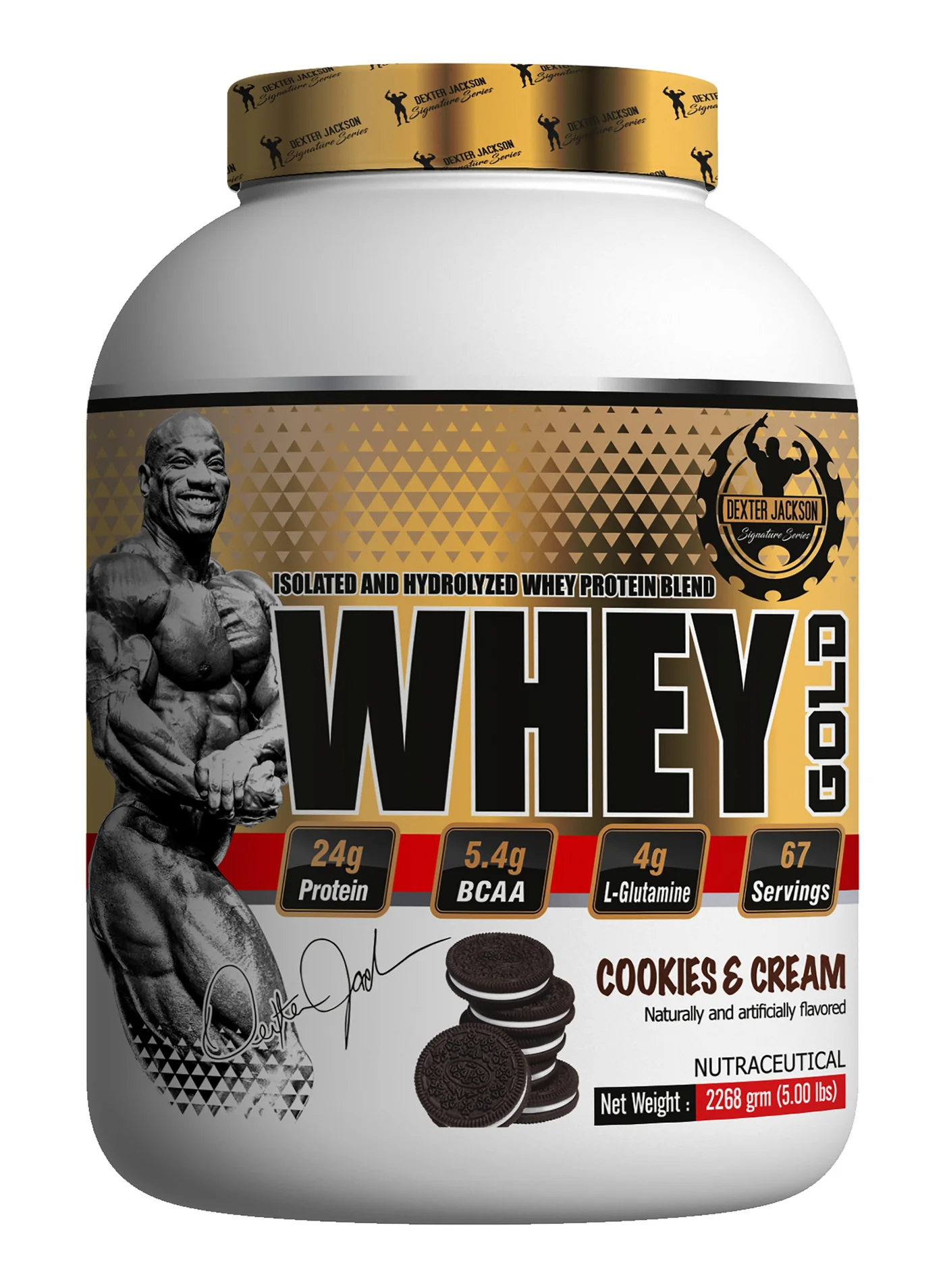 Gold Series Whey Protein Powder Premium Muscle Recovery Supplement (Cookies & Cream, 2268g) xgp8c
