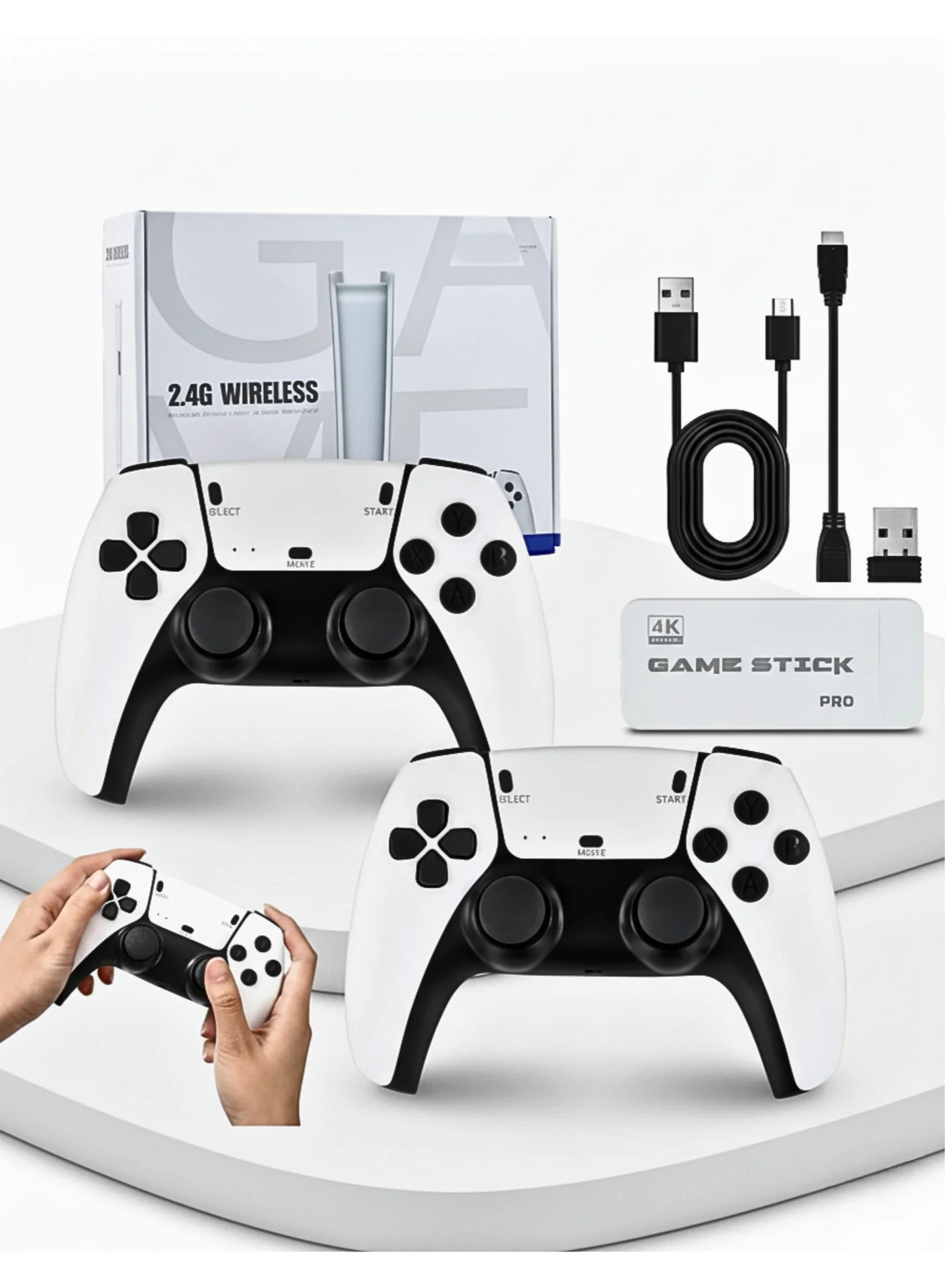 Vexa Pro M15 Wireless Retro Gaming Console 4K HD Game Stick with 20000+ Classic Games and Dual 2.4G Controllers (Plug and Play) uoou5