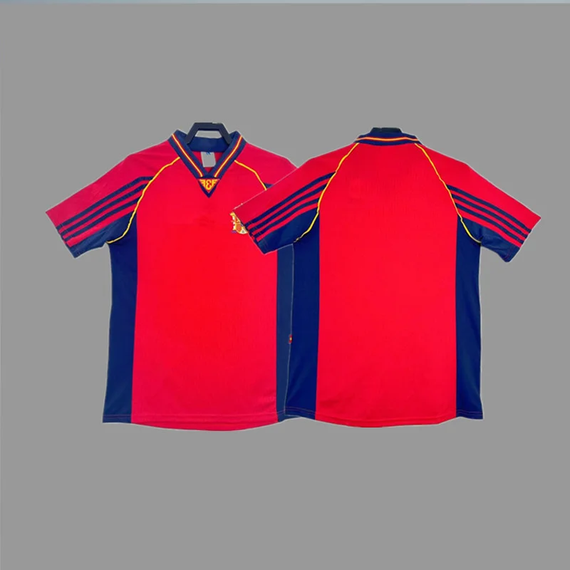 Vintage Retro Football Jersey Classic Spain National Team Style Premium Breathable Sports Shirt (Adult, Large) dznm4