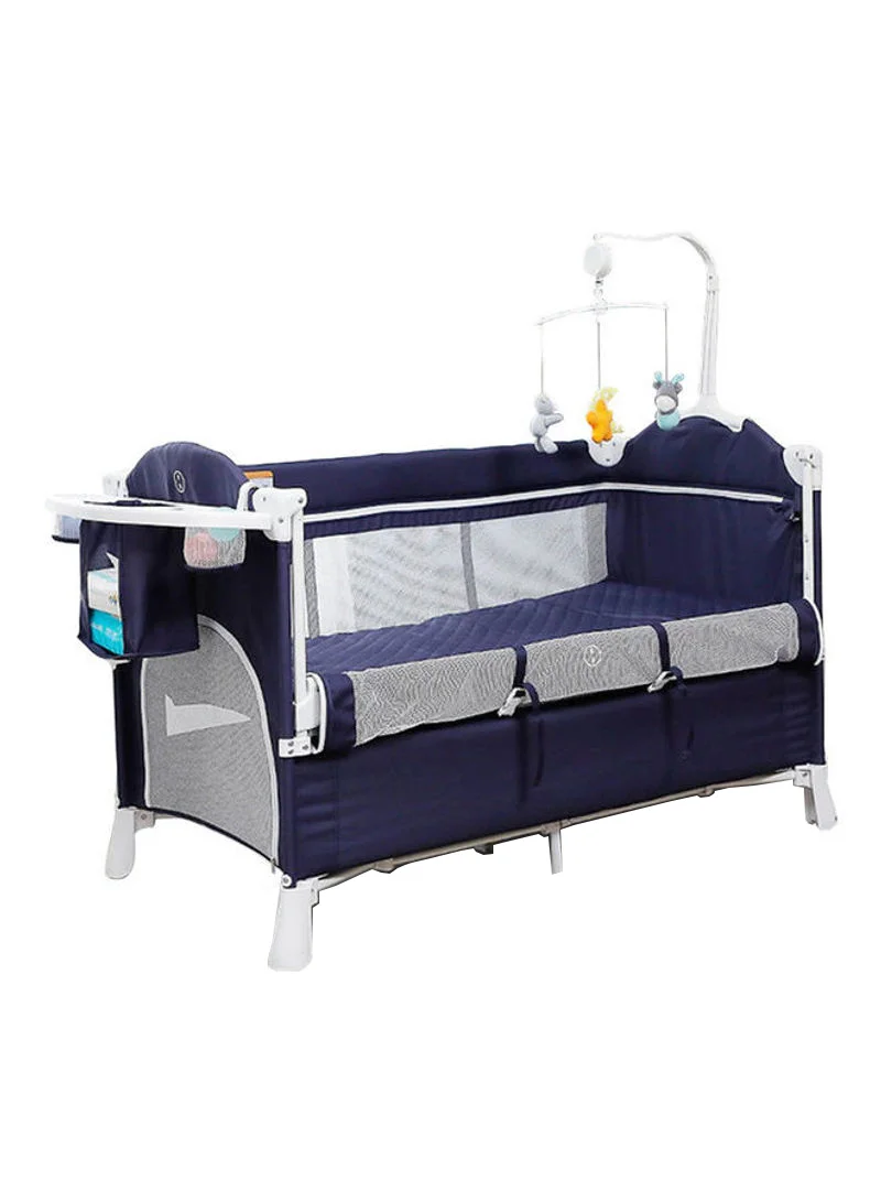 TEKNUM 4-in-1 Baby Bedside Bassinet and Playpen with Rocker (Navy Blue, Newborn) lt8in