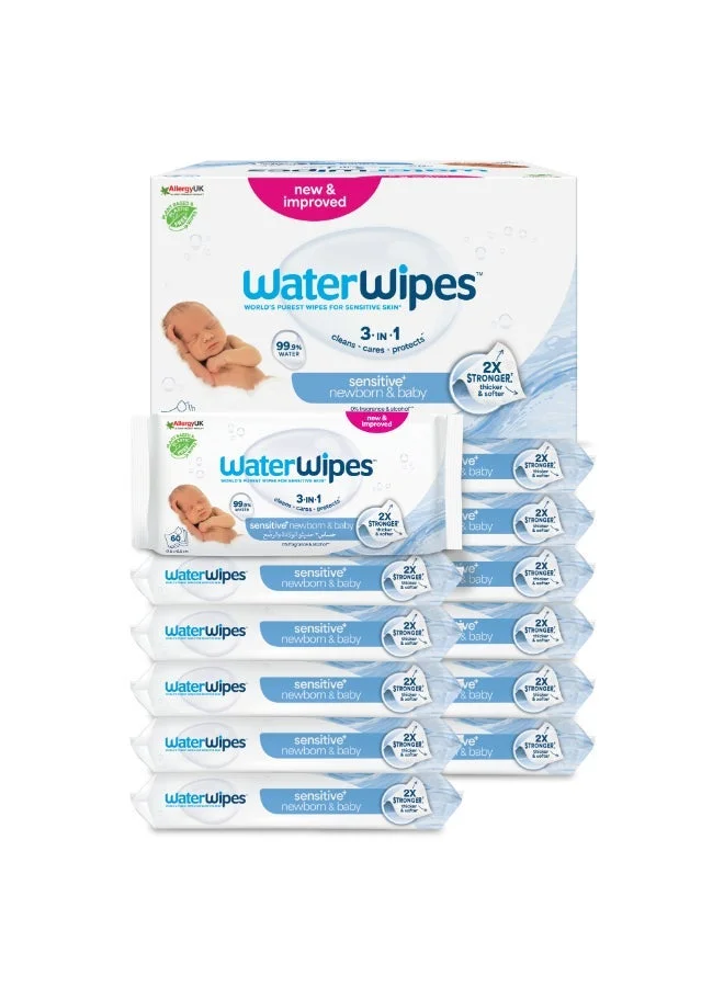 Premium Sensitive Newborn Baby Wipes, Gentle Water-Based Formula, Unscented (12 Packs, 720 Count) gn1mr