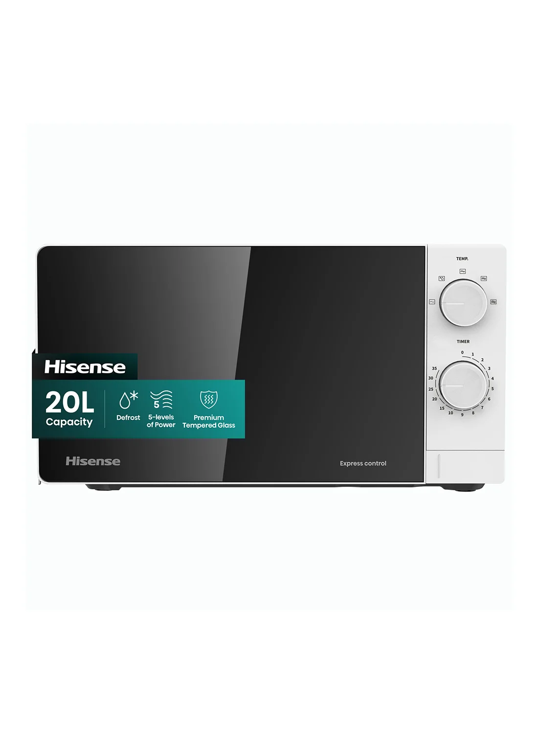 Premium Countertop Microwave Oven 20L Capacity with 5 Power Levels and Defrost Function (White) 43lcz