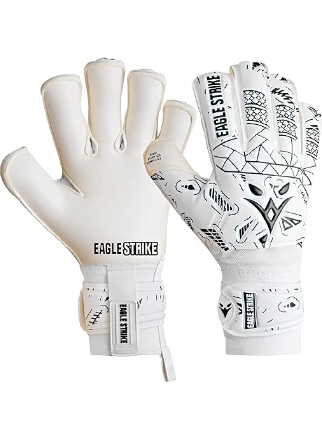 Eagle Strike Professional Soccer Goalie Gloves with Removable Finger Protection (White, 4mm German Giga Latex) 2q837