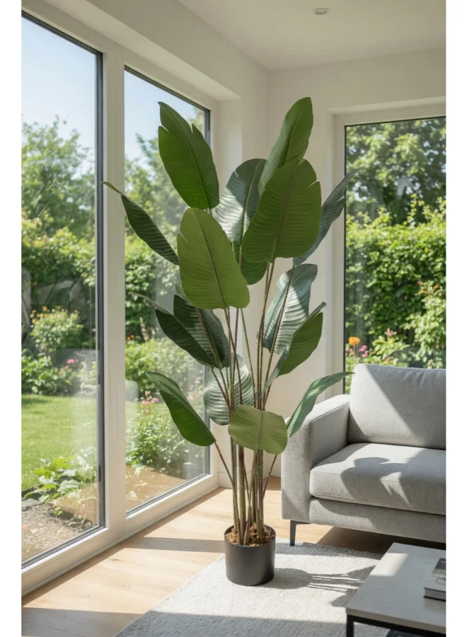 Noon East Artificial Banana Tree Premium Lifelike Floor Plant for Home and Office Decor (Green, 150cm) cu7ix