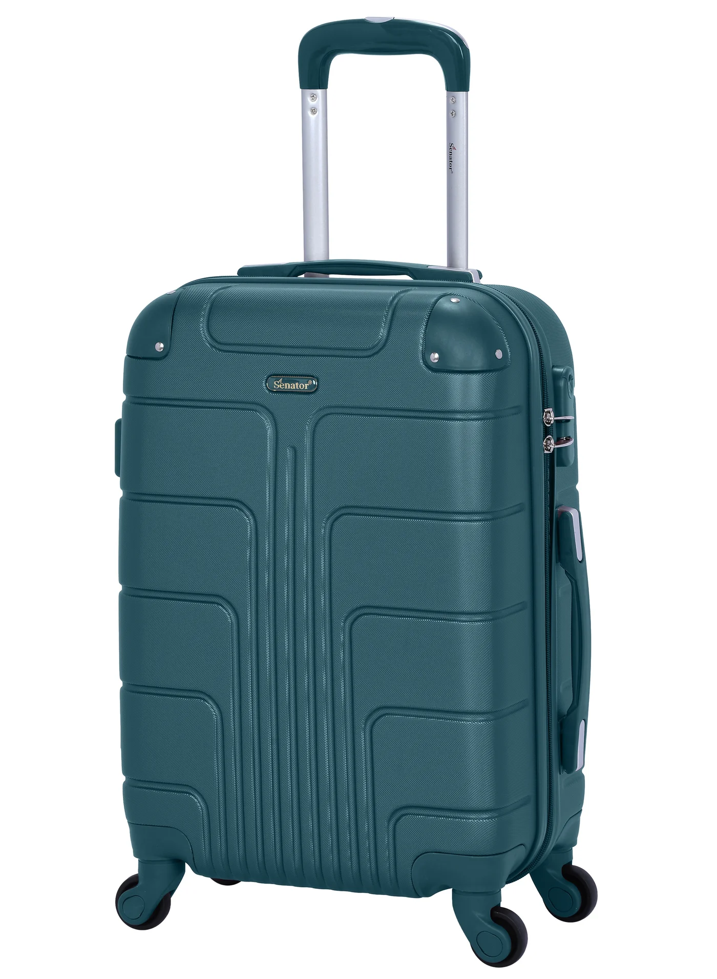 SENATOR Hard Case Cabin Luggage Trolley Lightweight ABS Suitcase with 4 Spinner Wheels (Dark Teal, 55 cm) 0k73n