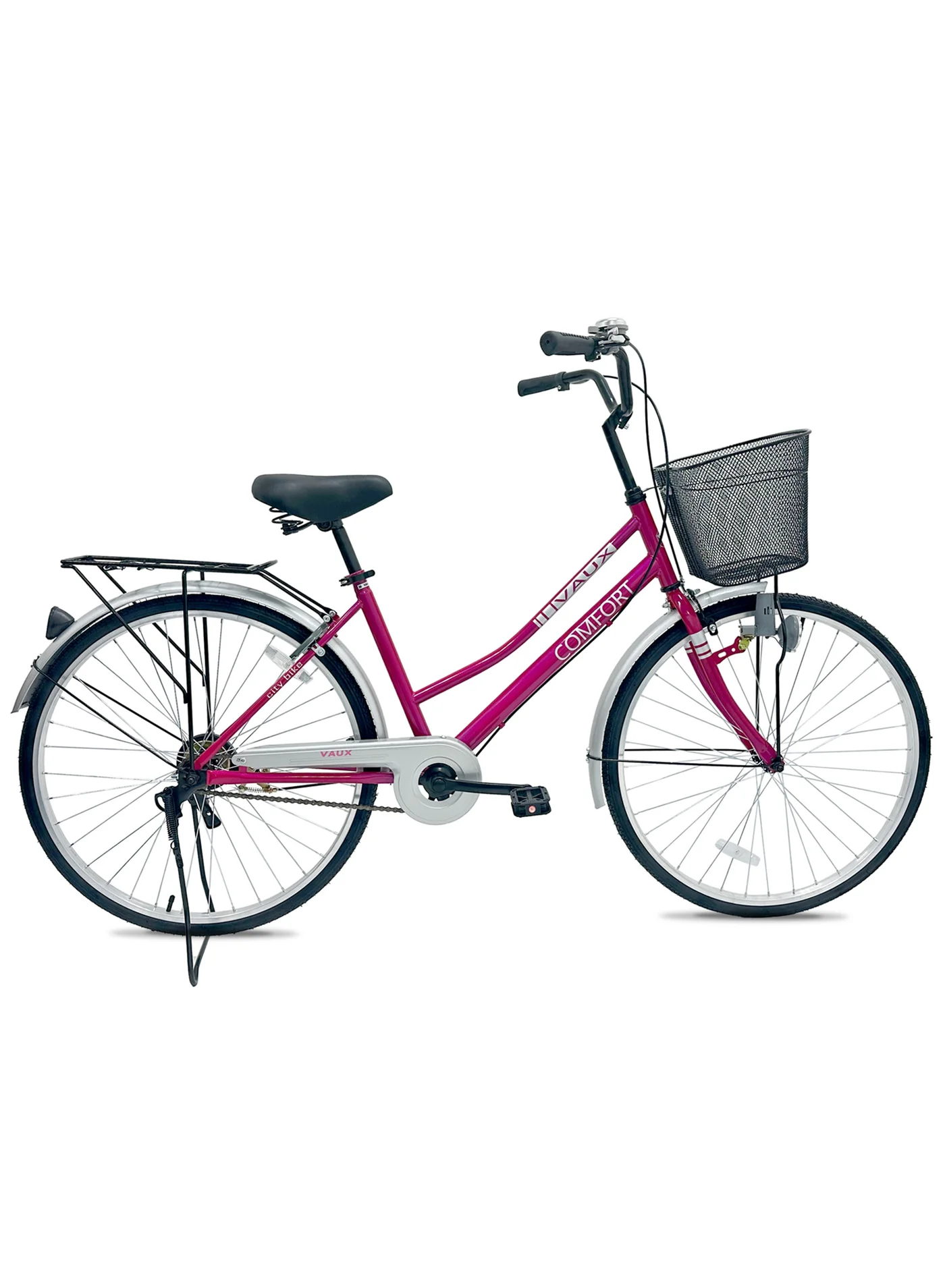 Vaux Comfort City Cruiser Bike with Sturdy Steel Frame and Front Basket (Pink, 26 Inch) 7az5g