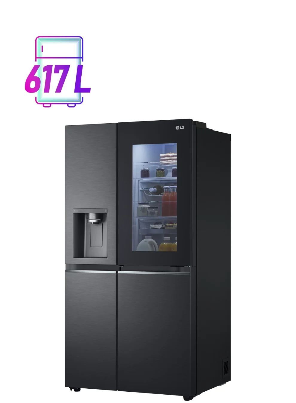 Premium Side By Side Refrigerator with UVnano Dispenser and Indoor Ice Maker (Matte Black, 617L) 7jmh5