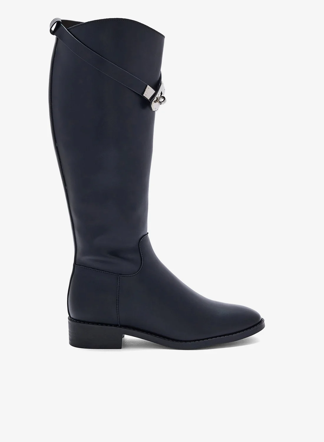 ELLA Knee Length Boots with Buckle Detail Premium Synthetic Leather Footwear for Women (Black, 38 EU) 9z6ec