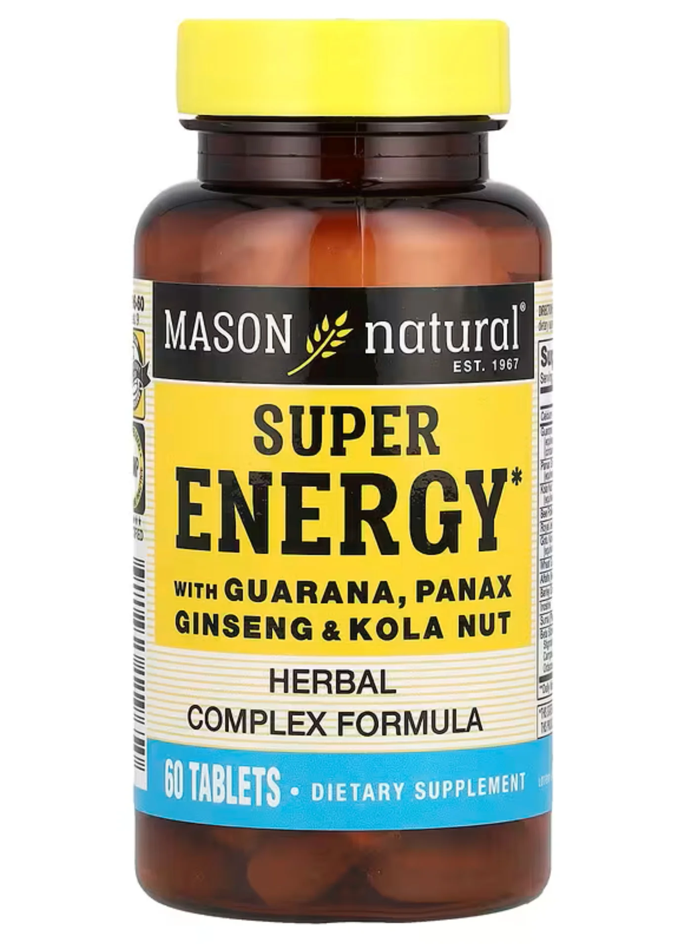 Mason Natural Super Energy Supplement with Guarana Panax Ginseng and Kola Nut (60 Tablets) miqj6