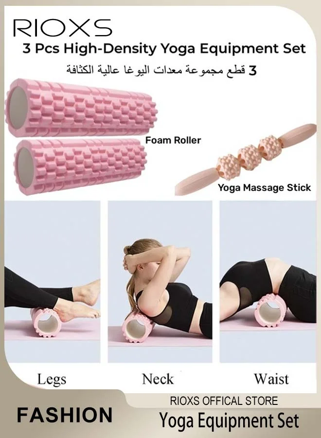 RIOXS High-Density Foam Roller and Massage Stick Set (3 Pcs) for Deep Tissue Muscle Recovery and Physical Therapy w1p14