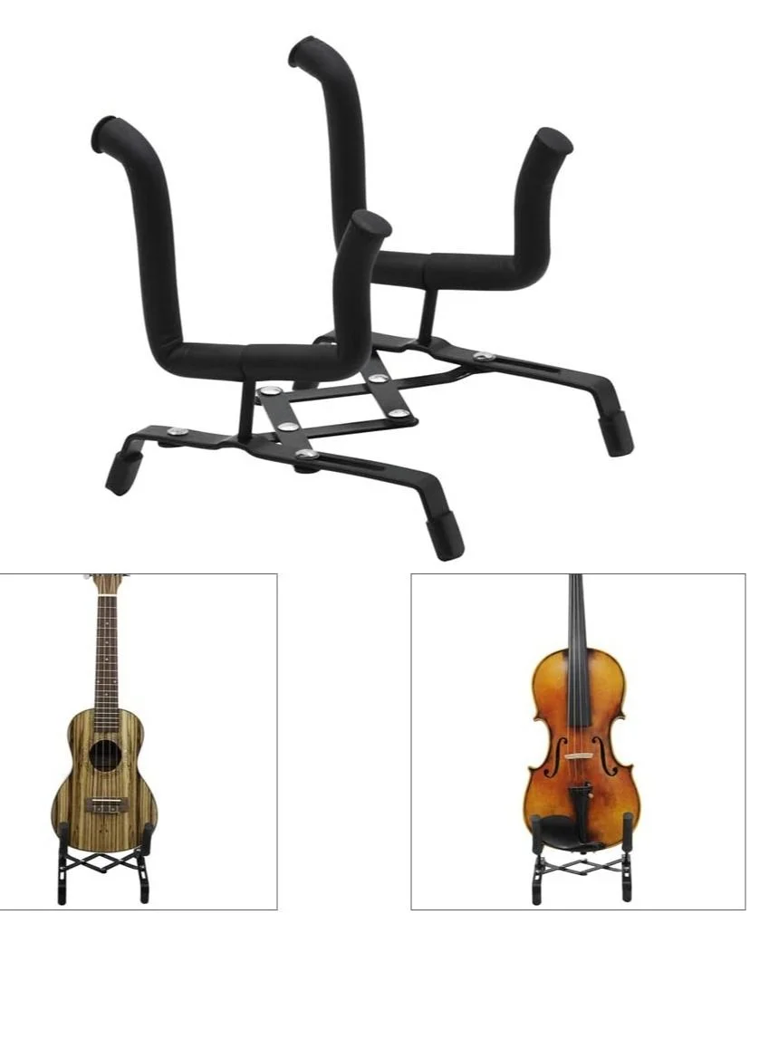Megarya Foldable Ukulele Violin Stand Premium Iron Construction (Black, 1/2 Size) iae15