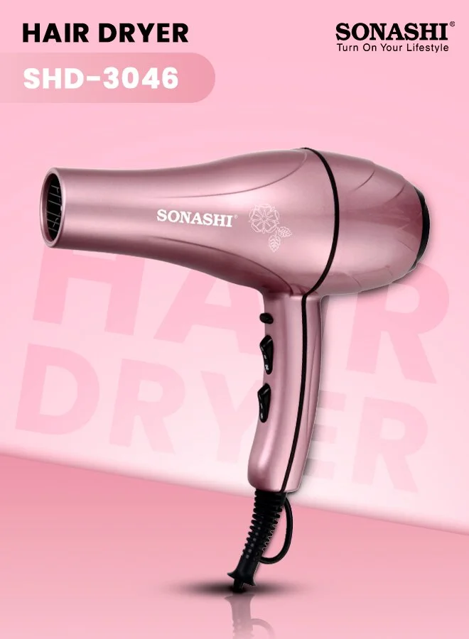 SONASHI Professional Hair Dryer 2000W with Cool Shot Function and AC Motor (Rose Gold, 1 Unit) kw65n